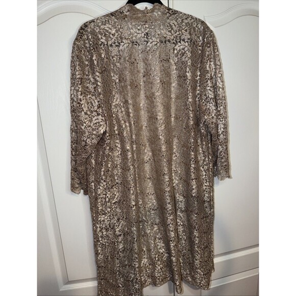 R&M Richards Evening Cardigan Jacket Women Plus 20W Gold Cream Sequin Party Glam - Picture 6 of 14